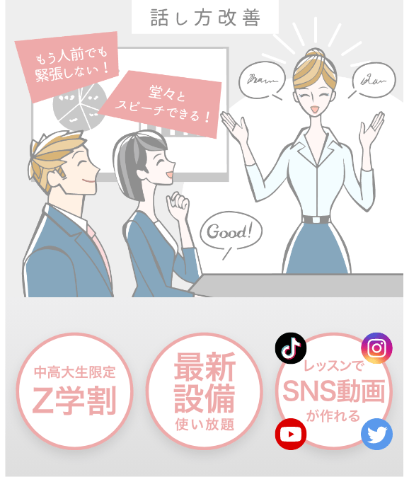 Talking 話し方改善コースのご紹介 もう人前でも緊張しない！ 堂々とスピーチできる！